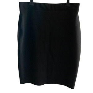 Olivia Blu Skirt Womens 2X Black Stretch Pull On Ribbed Textured Office Career